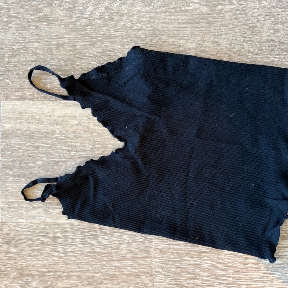 Free People Black Ribbed Tank Top
